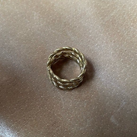 Vintage brass braided rope triple band solid ring boho gold layer stack - Picture 4 of 8